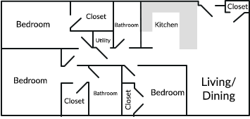 three bedroom layout